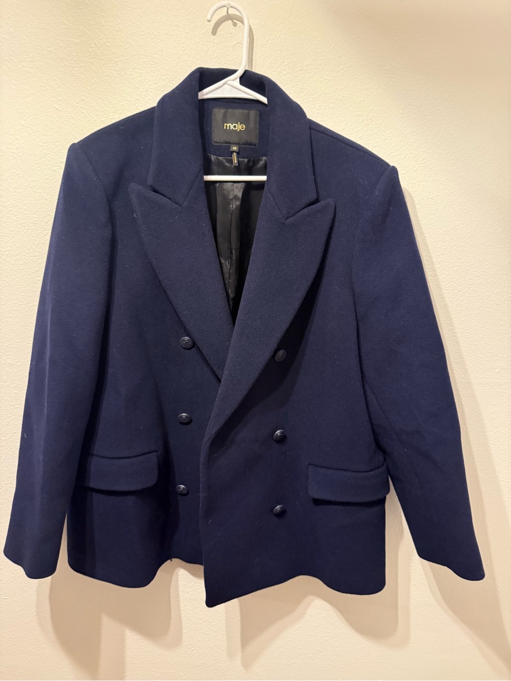 Maje Galariti Double-Breasted Navy Blue
Blazer Women's Size 40